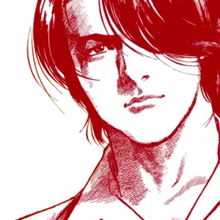 🍙 Anime, Mangá, Retrato, Homem, Rosto, Vermelho telegram sticker