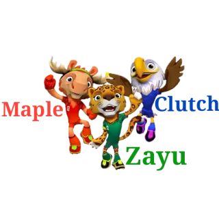🇨🇦 Maple, Clutch, Zayu Toronto 2015 Pan Am Games mascots Maple Clutch Zayu mascots, Toronto 2015, Pan Am Games, sports, animals, cartoon, athletes telegram sticker
