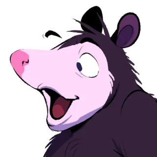 😤 opossum, cartoon, animal, mammal, cute, sticker whatsapp sticker