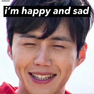 😅 i'm happy and sad joyeux, triste, visage, émotionnel, personne telegram sticker