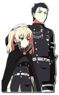 😕 Anime, Uniform, Militär, Paar, Charaktere telegram sticker