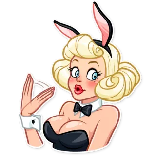 😳 кролик, пин-ап, женщина, блондинка, милый telegram sticker
