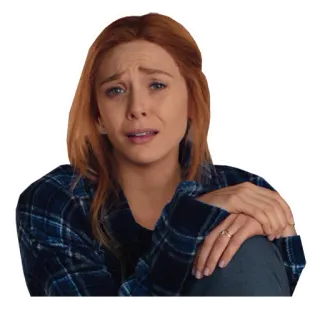 🥴 Wanda Maximoff mujer, llorando, triste, Marvel, Bruja Escarlata telegram sticker