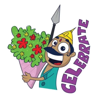 🤩 CELEBRATE feest, speer, cartoon, bloemen, man telegram sticker