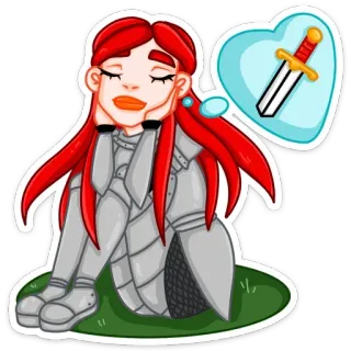 ❤️ armadura, cavaleiro, espada, sonho, cabelo ruivo, medieval, fantasia whatsapp sticker