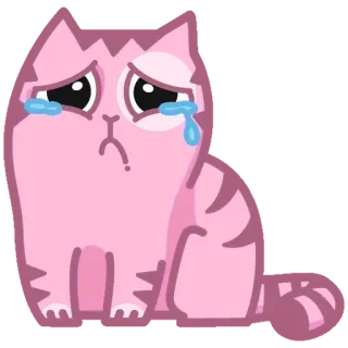 😭 kucing, sedih, menangis, merah muda, anak kucing, hewan, emoji telegram sticker