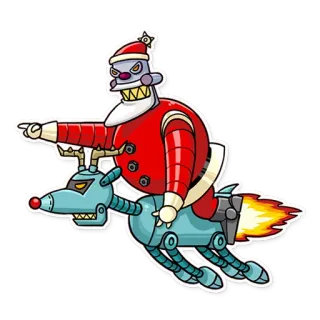 🚀 navidad, robot, santa claus, reno, cohete, vacaciones, dibujos animados telegram sticker