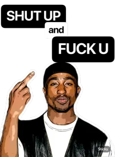 🖕 SHUT UP and FUCK U dedo do meio, ofensivo, bravo, xingar, rude whatsapp sticker