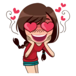 😍 amour, coeurs, dessin animé, fille, emoji, affection, mignon whatsapp sticker