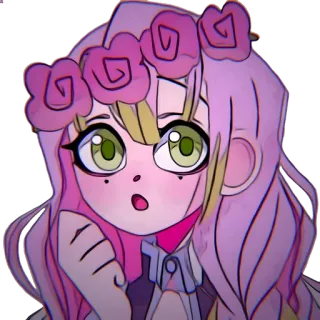 👾 Mitsuri Kanroji Demon Slayer Anime, Mangá, Personagem, Fofo, Cabelo rosa, Coroa de flores telegram sticker