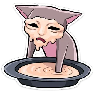 🫠 แมว, มีม, เศร้า, ร้องไห้, ตลก, แปลก telegram sticker