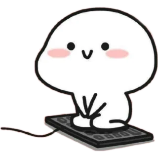 ☺️ sticker, cute, keyboard, white blob, character, cartoon telegram sticker