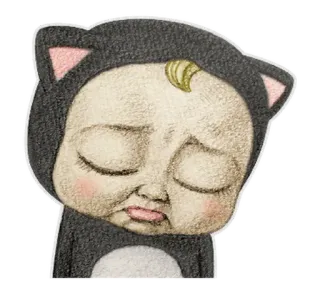 ☹️ bebê, fofo, triste, ilustração, desenho animado, gato, orelhas, criança whatsapp sticker