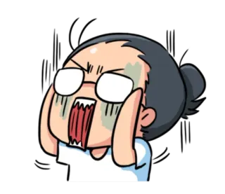 😱 卡通, 生气, 震惊, 沮丧, 恼火, 沮丧 telegram sticker