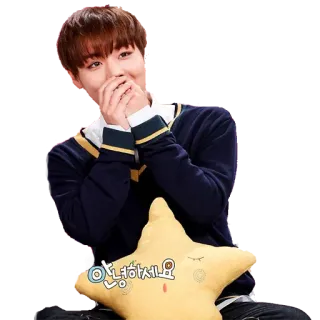 🙊 안녕하세요 корейский, приветствие, здравствуйте, звезда, подушка whatsapp sticker