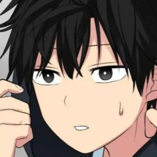 🎧 Anime, Manga, Charakter, Porträt, schwarze Haare, Gesichtsausdruck telegram sticker