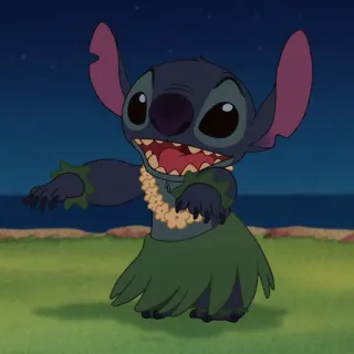 ❣️ Stitch Lilo & Stitch Obcy, Kreskówka, Hawajski, Tańczący, Słodki telegram sticker