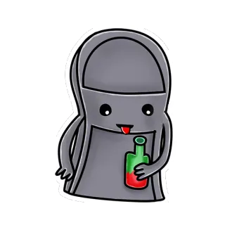 🍷 卡通, 喝, 瓶子, 可爱, 角色 whatsapp sticker