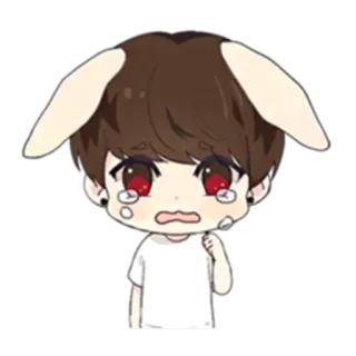 😭 sticker, anime, triste, llorando, orejas de conejo, lindo, dibujos animados telegram sticker