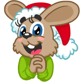 🐰 Dibujo animado, Conejo, Animal, Lindo, Gorro de Papá Noel, Navidad, Celebración telegram sticker