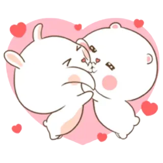 💋 fofo, amor, coração, animais, desenho animado, romance, beijo, casal whatsapp sticker