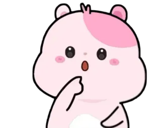 🤔 süß, hamster, rosa, tier, cartoon whatsapp sticker