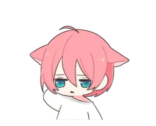 😐 Аниме, Кошачьи ушки, Чиби, Милый, Розовые волосы, Мультфильм telegram sticker