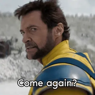 ❔ Wolverine Come again? Filmzitat, Superheld, Marvel, Ausdruck, Charakter, Wolverine, X-Men telegram sticker