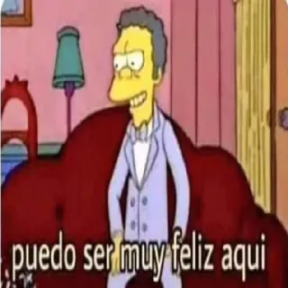 😬 Moe The Simpsons puedo ser muy feliz aqui Kreskówka, Moe Szyslak, Simpsonowie, Szczęśliwy, Hiszpański telegram sticker