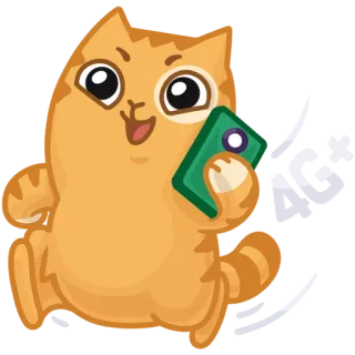☎ chat, téléphone, animal, mignon, dessin animé, autocollant telegram sticker