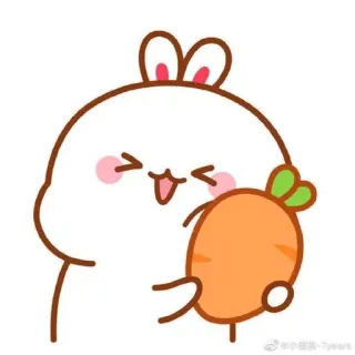 🌟 rabbit, carrot, cute, bunny, cartoon, animal whatsapp sticker