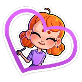 ❤️ cartoon, girl, heart, drawing, cute whatsapp sticker
