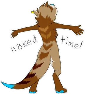 🍑 naked time! furry, cartoon, humor, animal, character, cute telegram sticker