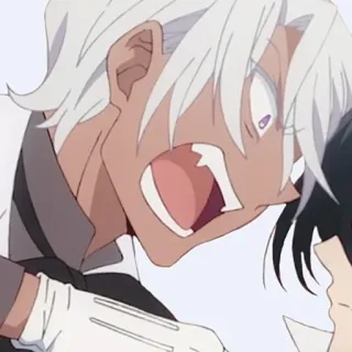 👿 animé, choqué, cheveux blancs, personnage whatsapp sticker