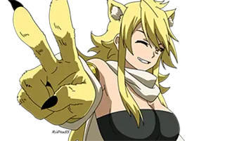 😏 Anime, Meisje, Vredesteken, Glimlach, Geel telegram sticker