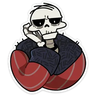 🤔 skeleton, cartoon, character, funny, humor, drawing telegram sticker