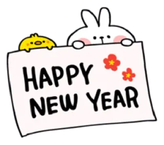 🎉 HAPPY
NEW YEAR felice anno nuovo, coniglio, pulcino, celebrazione, saluto telegram sticker