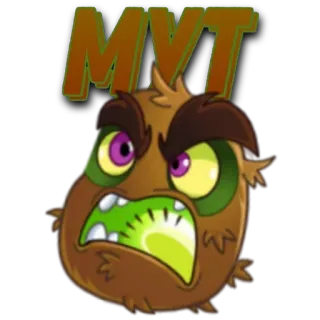 🌟 MYVT Monster, Cartoon, Kreatur, Braun, Grün, Lila, Gesicht telegram sticker