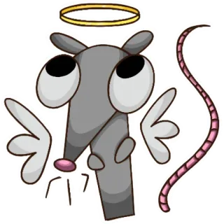 😇 ratto, angelo, aureola, ali, cartone animato, animale, carino, adesivo telegram sticker