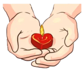 ❣ corazón, vela, manos, amor, llama, rojo telegram sticker