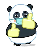 👍 แพนด้า, หน้ากาก, ยกนิ้วโป้ง, การ์ตูน, สัตว์, น่ารัก telegram sticker