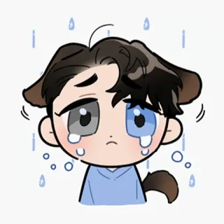 😥 crying, sad, anime, dog, tears, chibi telegram sticker