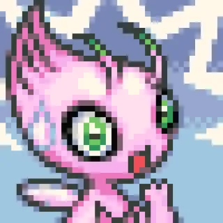 😰 Alien, Criatura, Fofo, Rosa, Pixel art telegram sticker