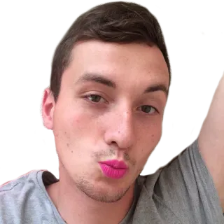 💋 Selfie, Baiser, Portrait, Homme, lèvres roses telegram sticker
