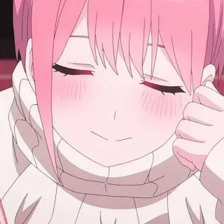 🦊 anime, chica, pelo rosa, linda, sonriendo telegram sticker
