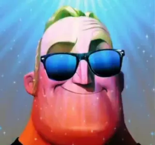 😎 Mr. Incredible The Incredibles Sr. Incrível, Os Incríveis, Disney, Pixar, Óculos de sol, Meme, Desenho animado, Personagem telegram sticker