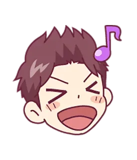 🎶 Cartoon, Blij, Vrolijk, Muziek, Noot, Opgewonden, Lachend, Anime telegram sticker