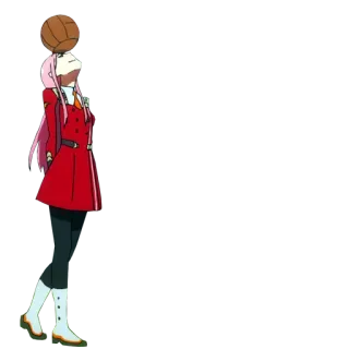 🏀 Zero Two Darling in the Franxx anime, girl, basketball, balancing, pink hair telegram sticker