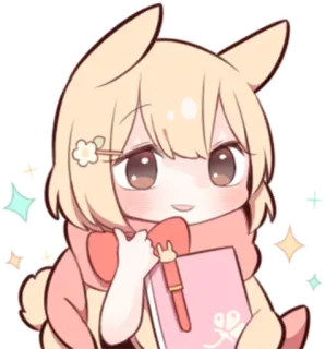 📒 애니메이션, 카와이, 귀여운, 치비, 토끼, 일러스트 telegram sticker