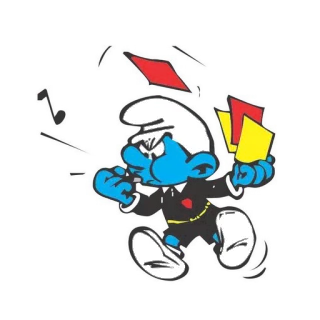 🚩 Smurf สเมิร์ฟ, ใบแดง, ใบเหลือง, โกรธ, การ์ตูน, กรรมการ whatsapp sticker